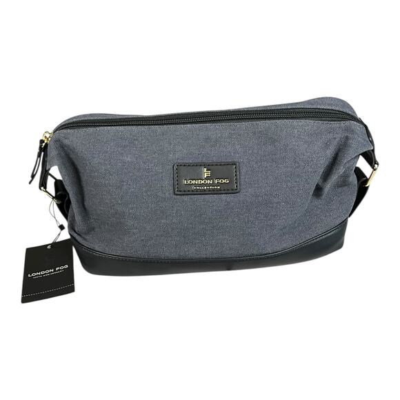 London Fog Canvas Cosmetic Bag NWT Gray Black Travel Toiletry Case Men Organizer - Picture 13 of 13